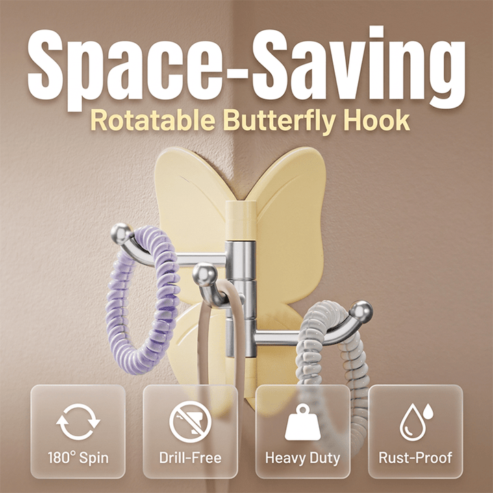 Butterfly Three Arm Rotating Wall Hook Product Image 02