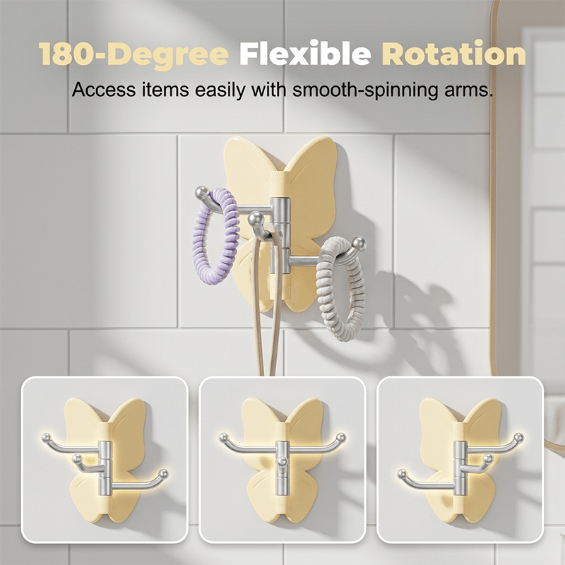 Butterfly Three Arm Rotating Wall Hook Product Image 03