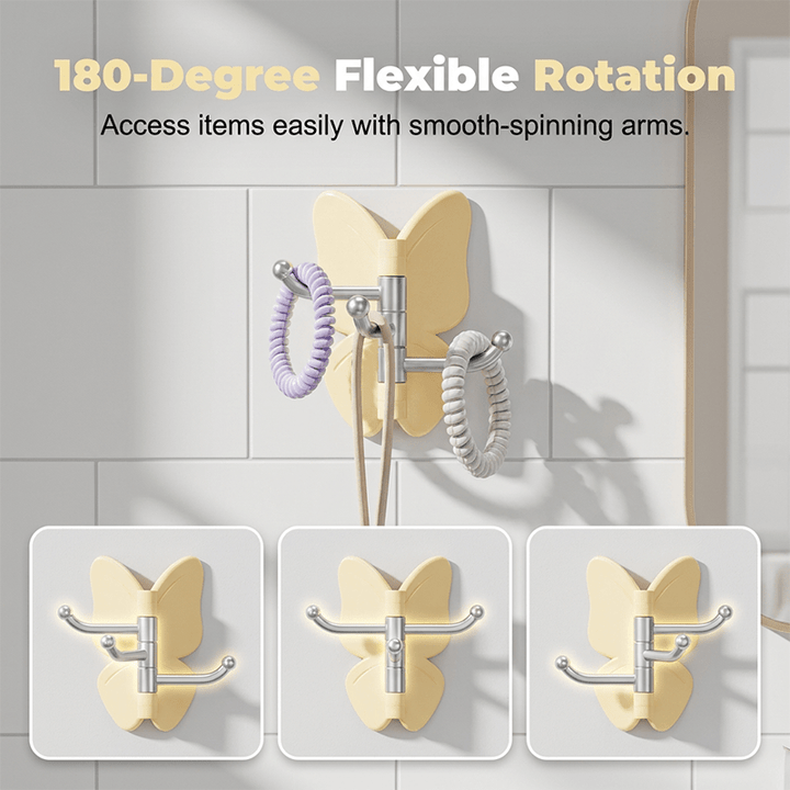 Butterfly Three Arm Rotating Wall Hook Product Image 03