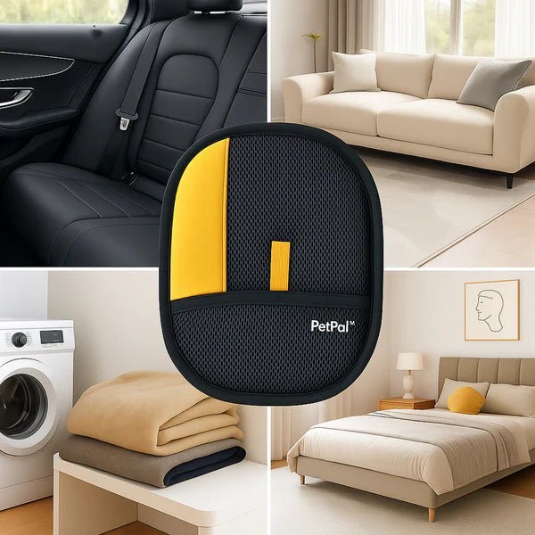 Pet hair remover glove for car seats sofas bedding and fabric surfaces