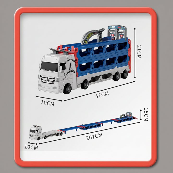 Transporter dimensions: 47 x 10 x 21 cm closed and 207 x 10 x 15 cm extended