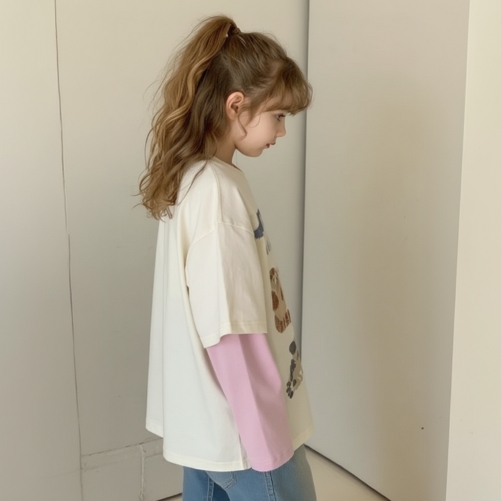 Side view of the layered-look girls&