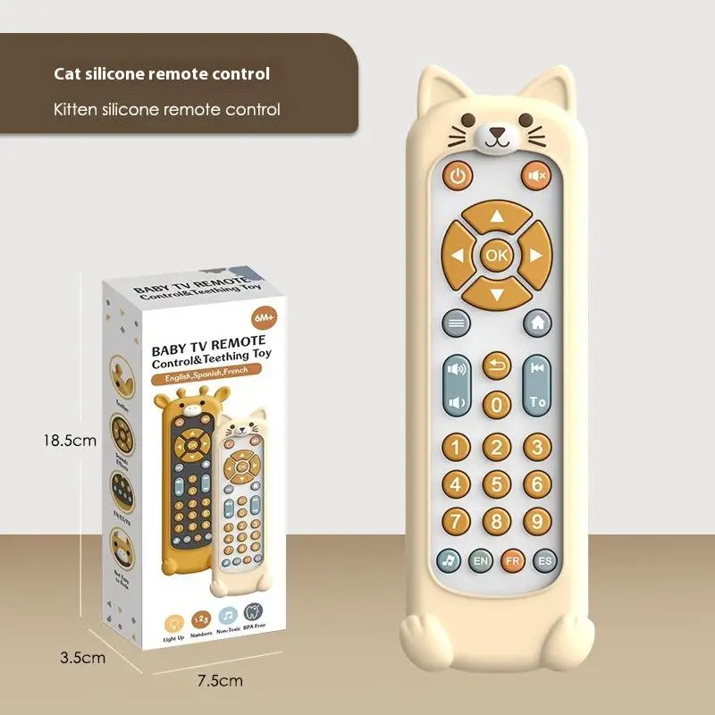 Cream-colored cat toy remote beside its retail box