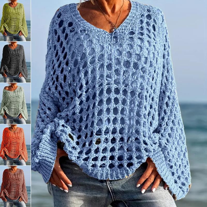 Celia Crochet Knit Relaxed Womens Top Product Image 02