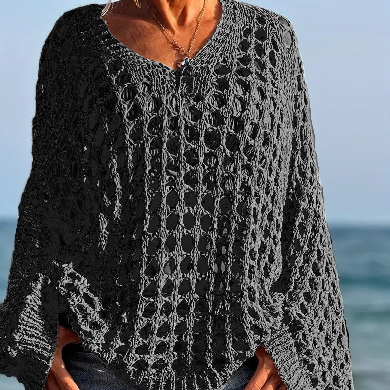 Celia Crochet Knit Relaxed Womens Top Product Image 03