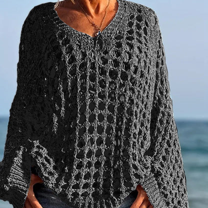 Celia Crochet Knit Relaxed Womens Top Product Image 03