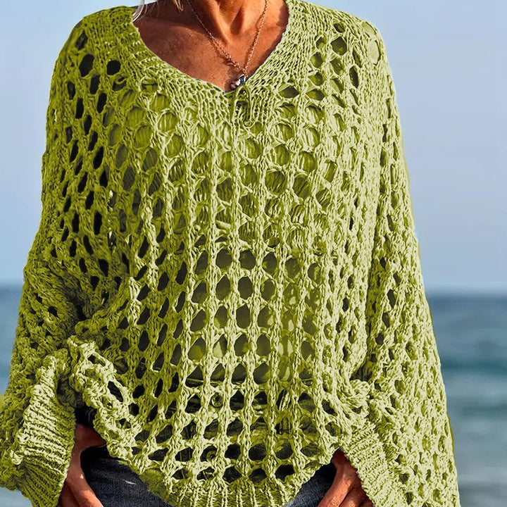 Celia Crochet Knit Relaxed Womens Top Product Image 04