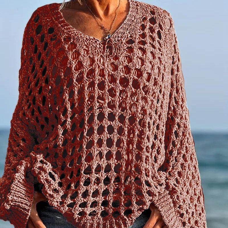 Celia Crochet Knit Relaxed Womens Top Product Image 07