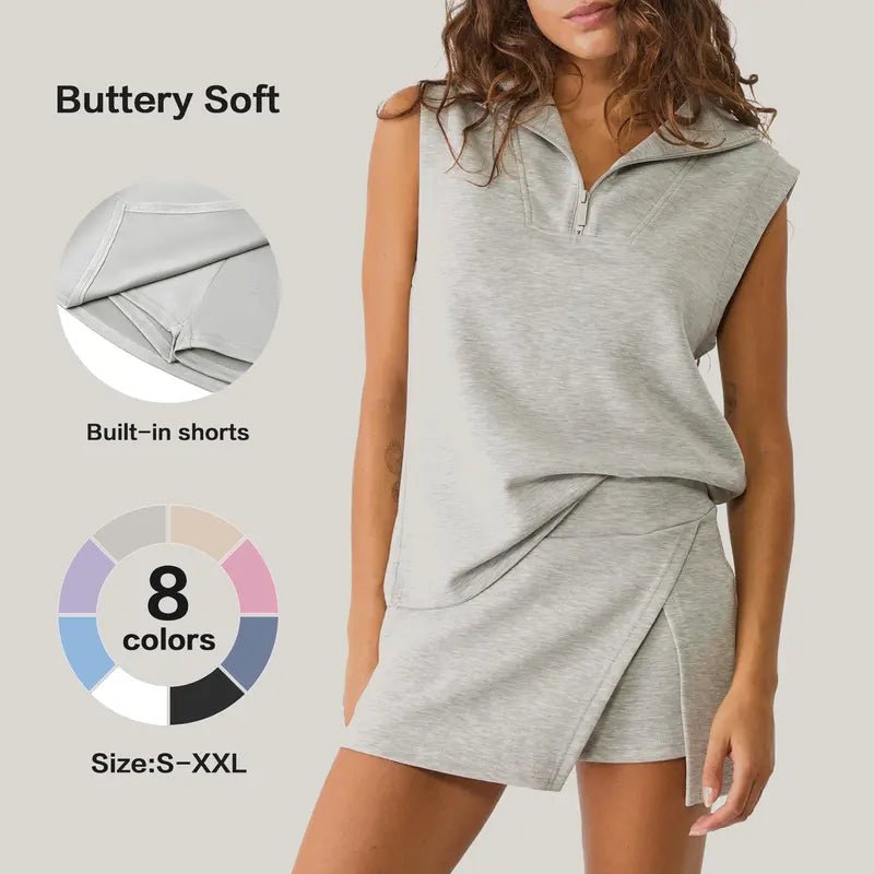 Celia Half Zip Sleeveless Skort Set Product Image 02