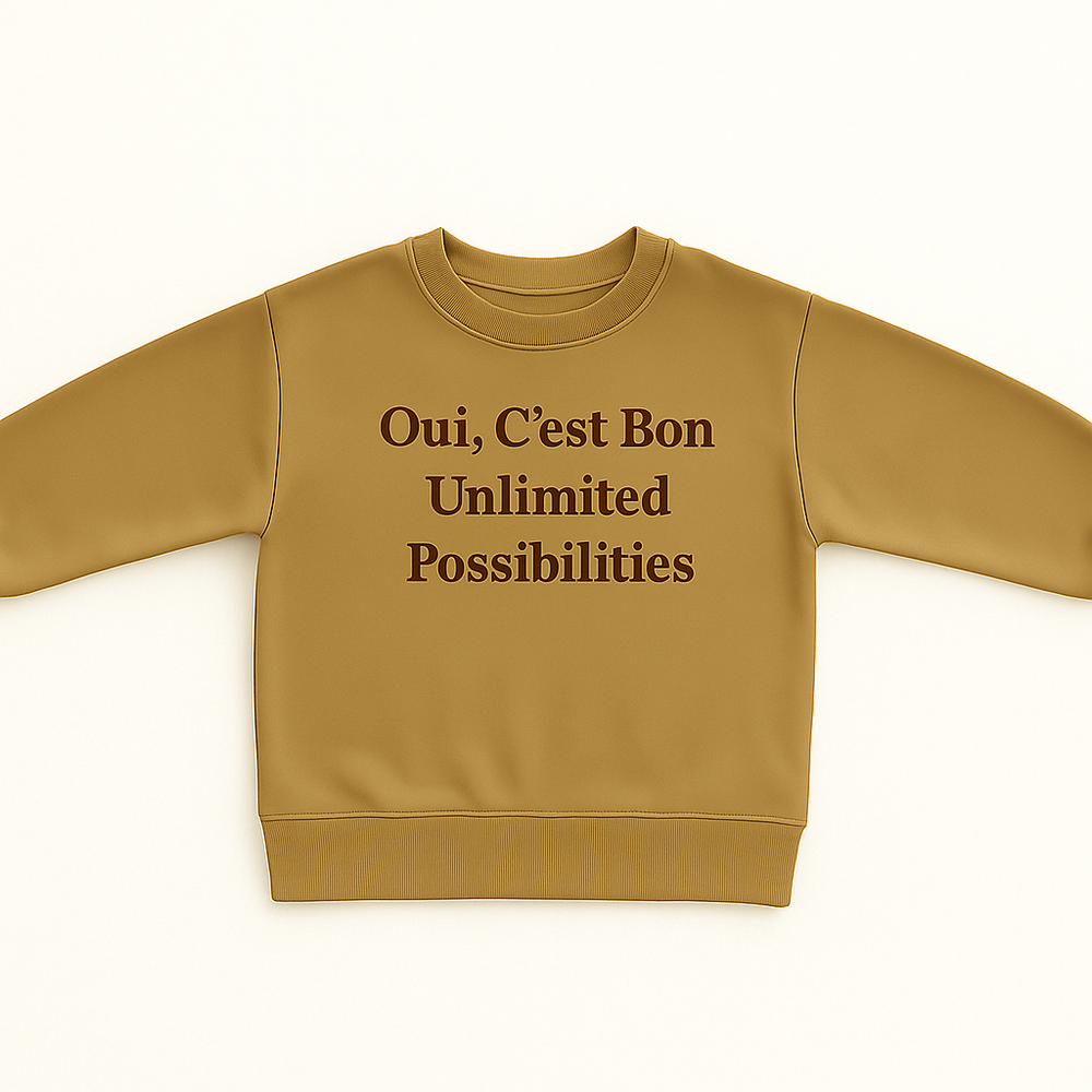 Chai Cream kids' sweatshirt with long sleeves, a crewneck, and dark front lettering