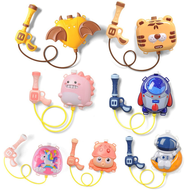 Assorted character backpack water tanks with hoses and matching water blasters