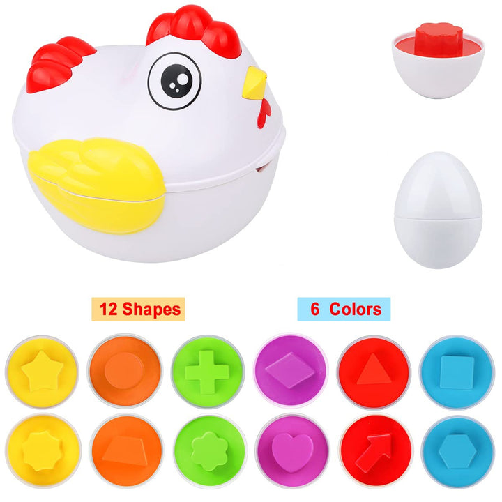 Chicken-shaped case with matching eggs, twelve shape designs and six colors