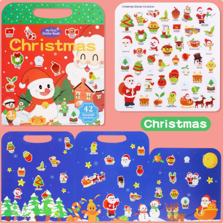 Christmas activity book with 42 stickers and a foldout holiday scene