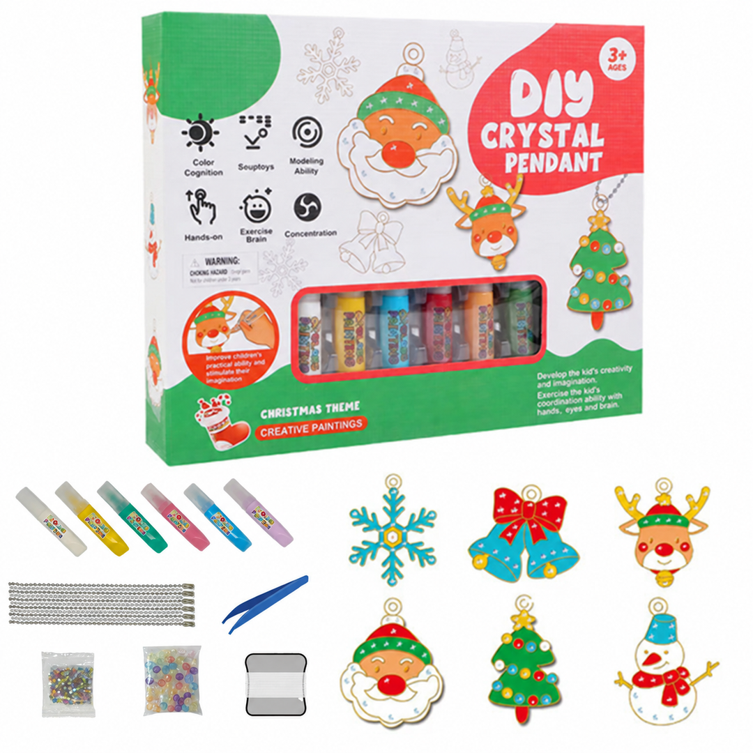 Christmas pendant kit with snowflake, bells, reindeer, Santa, tree and snowman shapes