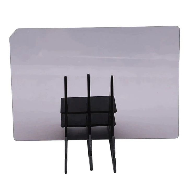 Rear view of the rectangular drawing panel resting in a black support stand