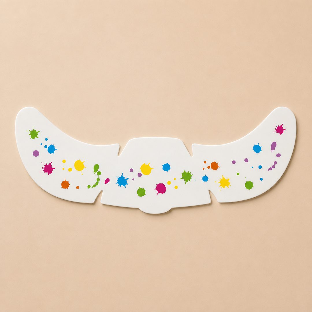 Temporary face sticker sheet with multicolored splashes and dots