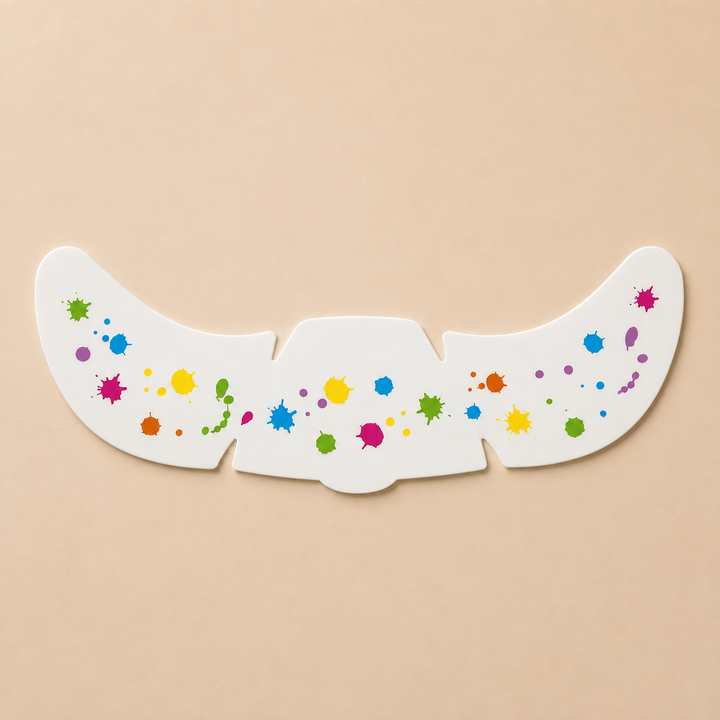 Temporary face sticker sheet with multicolored splashes and dots