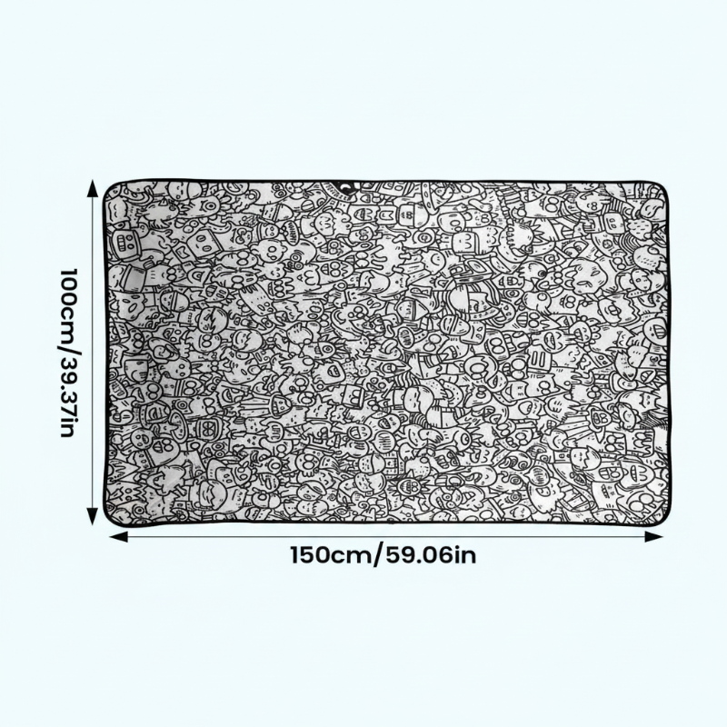 Coloring mat measurement graphic showing 100 x 150 cm