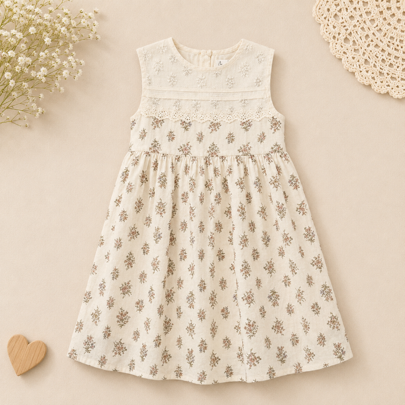 Sleeveless cream girls&