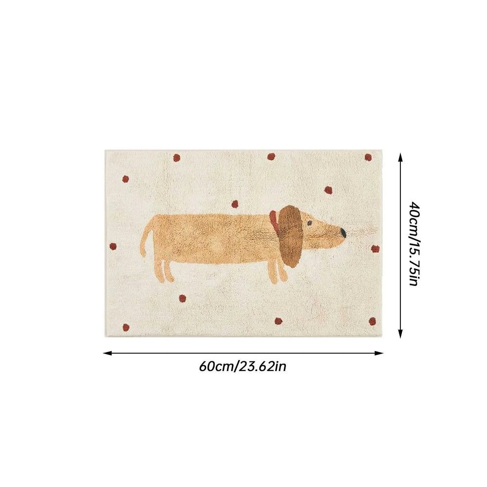 Dachshund rug measurement diagram showing 60 x 40 cm dimensions