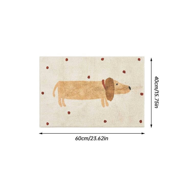 Dachshund rug measurement diagram showing 60 x 40 cm dimensions