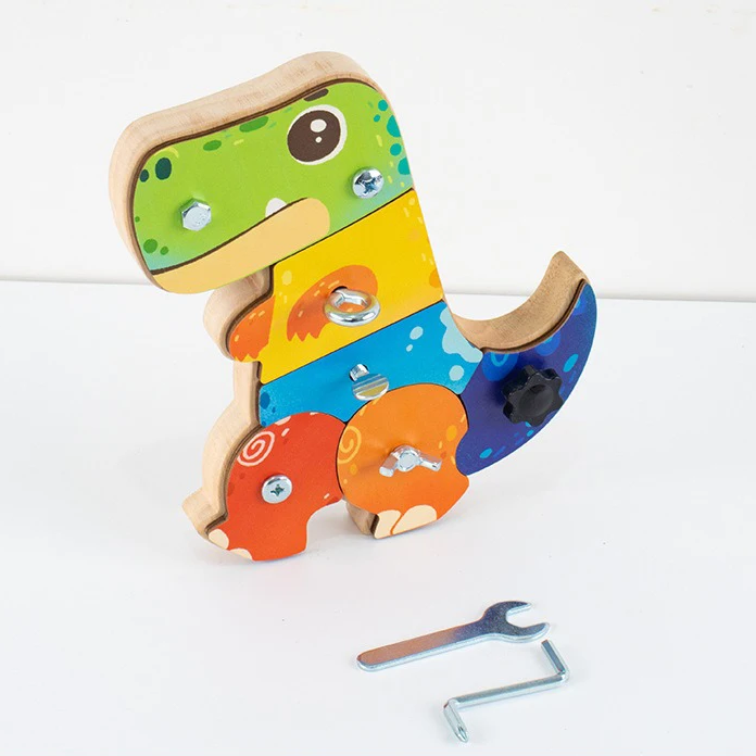 Iron base dinosaur board option with metal fasteners and metal tools