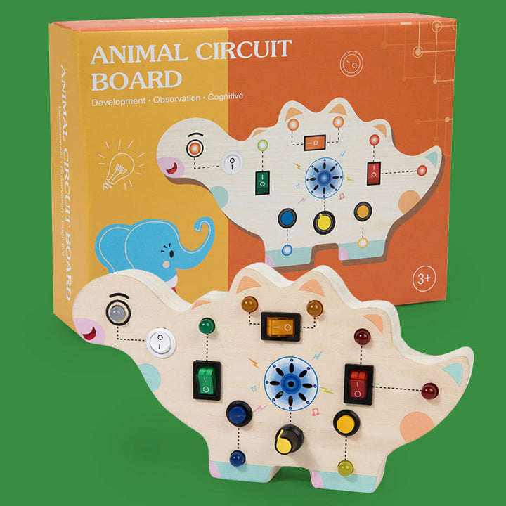 Dinosaur wooden switch board with its orange illustrated box