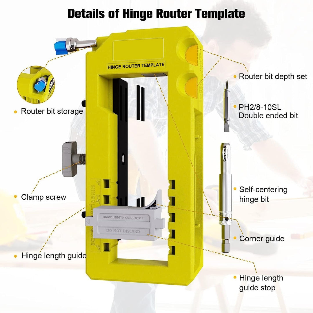 Door Hinge Routing Guide Adjustable Mortise Template Product Image 05