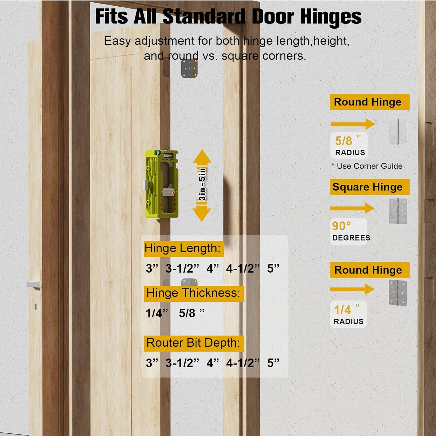 Door Hinge Routing Guide Adjustable Mortise Template Product Image 07