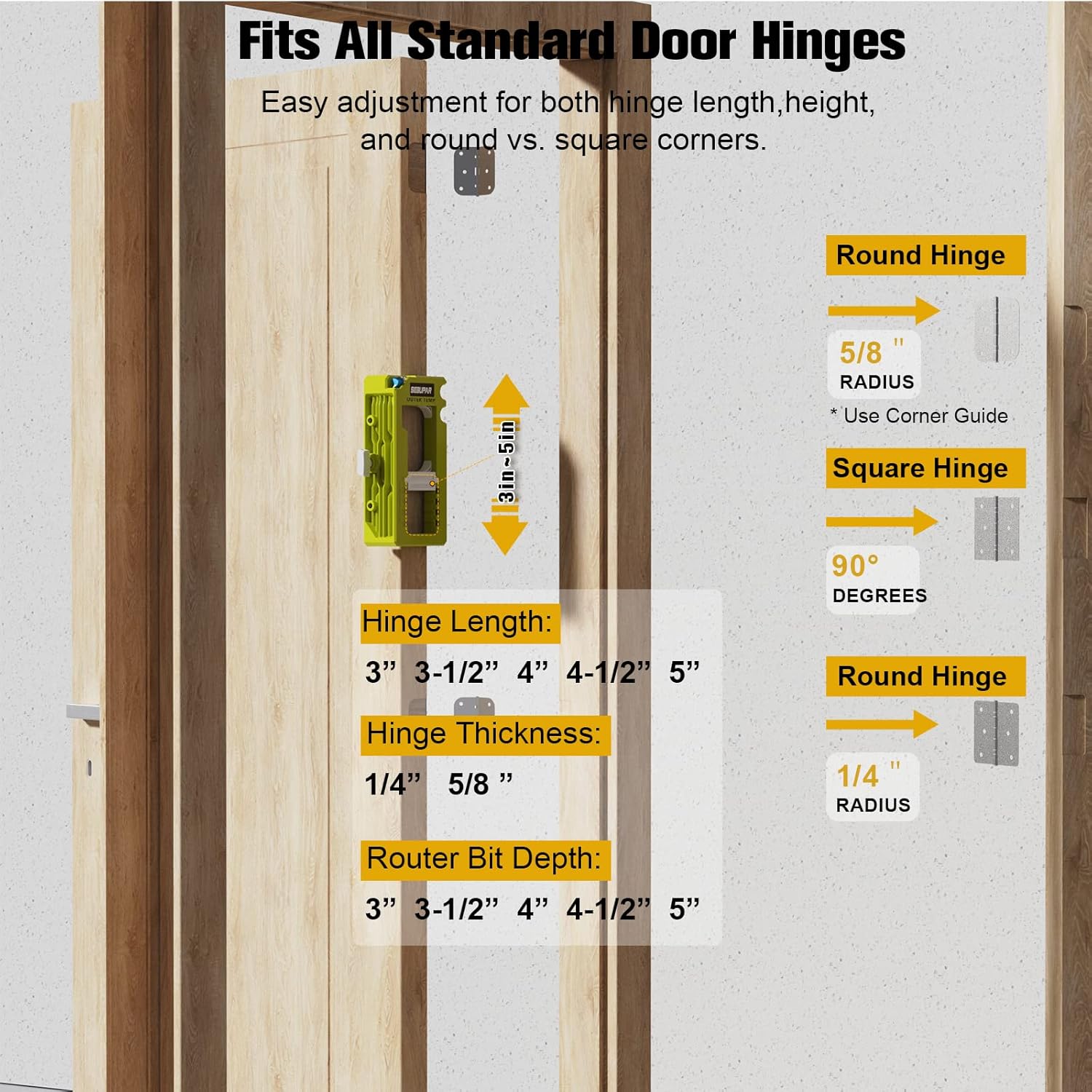 Door Hinge Routing Guide Adjustable Mortise Template Product Image 07