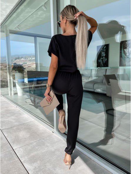 Elara V Neck Short Sleeve Jumpsuit Product Image 03