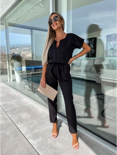 Elara V Neck Short Sleeve Jumpsuit Product Image 04