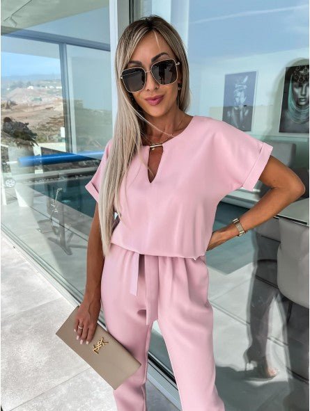 Elara V Neck Short Sleeve Jumpsuit Product Image 07