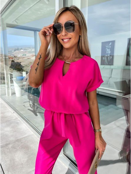 Elara V Neck Short Sleeve Jumpsuit Product Image 09