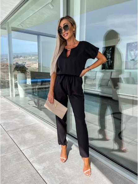 Elara V Neck Short Sleeve Jumpsuit Product Image 10