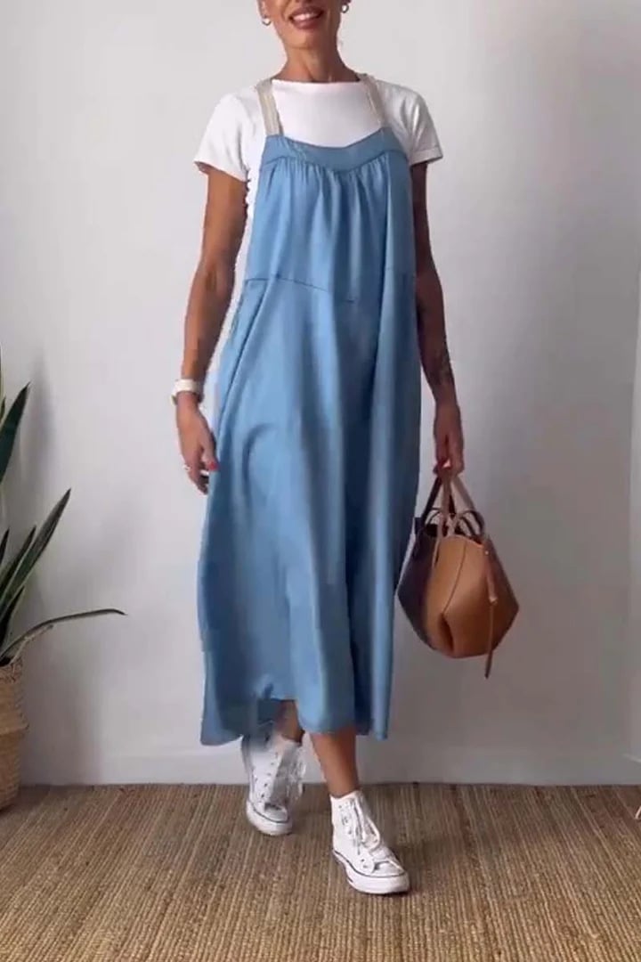 Emberline Cotton Linen Sling Dress Relaxed Fit Product Image 02