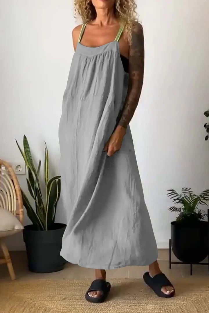 Emberline Cotton Linen Sling Dress Relaxed Fit Product Image 03