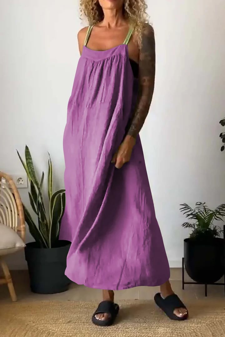 Emberline Cotton Linen Sling Dress Relaxed Fit Product Image 04