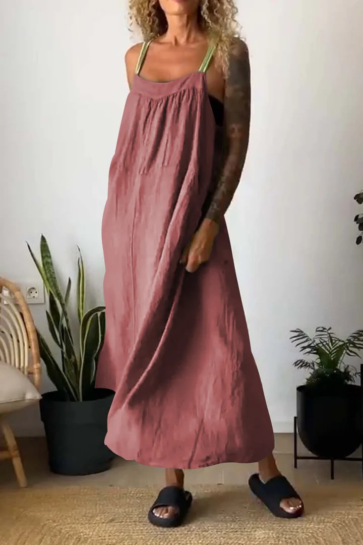 Emberline Cotton Linen Sling Dress Relaxed Fit Product Image 05