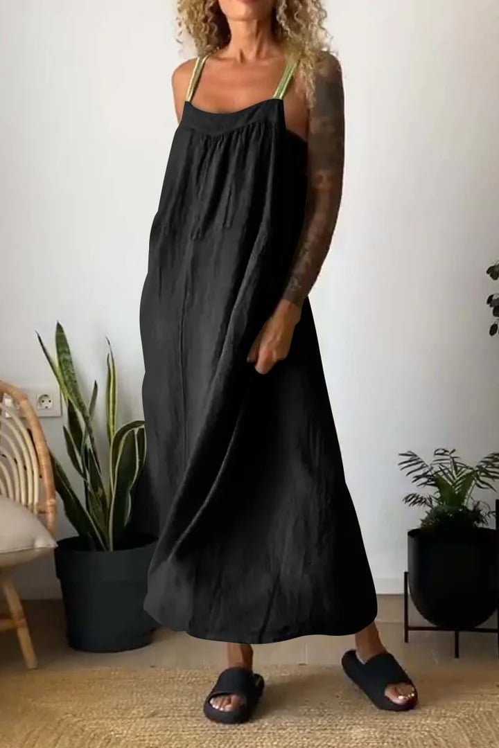 Emberline Cotton Linen Sling Dress Relaxed Fit Product Image 06