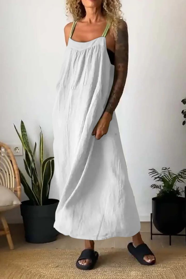 Emberline Cotton Linen Sling Dress Relaxed Fit Product Image 07