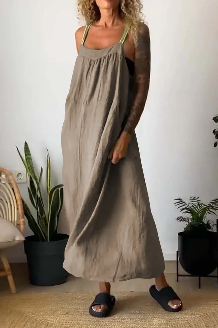 Emberline Cotton Linen Sling Dress Relaxed Fit Product Image 08