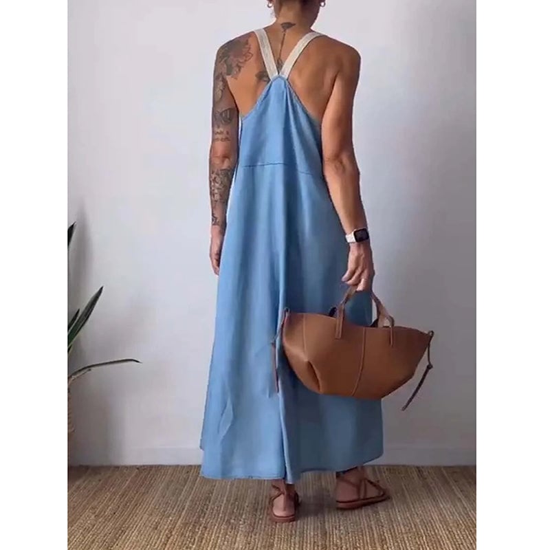 Emberline Cotton Linen Sling Dress Relaxed Fit Product Image 09