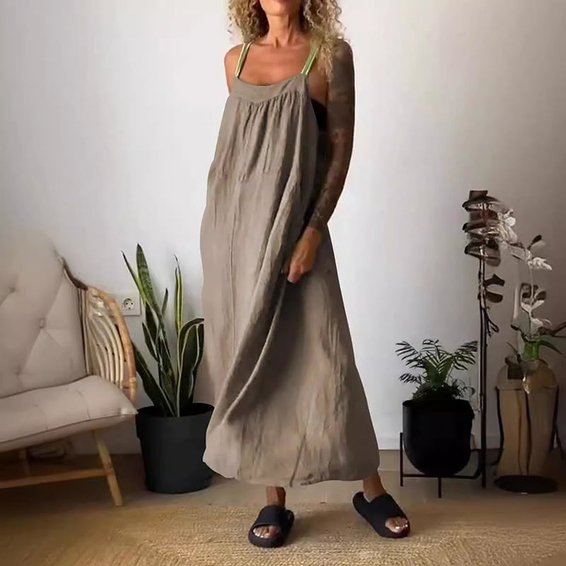 Emberline Cotton Linen Sling Dress Relaxed Fit Product Image 12