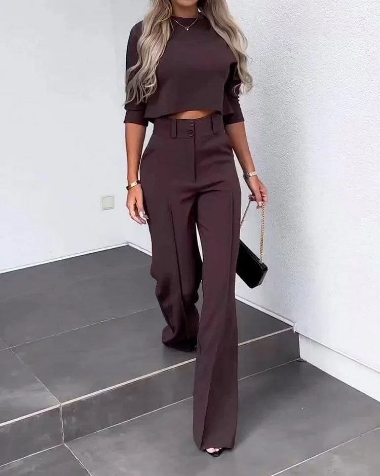 Everly High Waisted Tailored Pantsuit Set Product Image 01