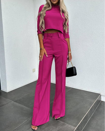 Everly High Waisted Tailored Pantsuit Set Product Image 04