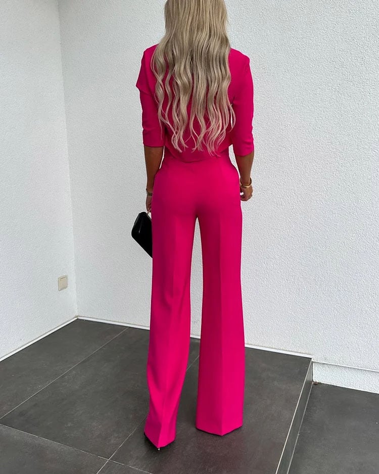 Everly High Waisted Tailored Pantsuit Set Product Image 05