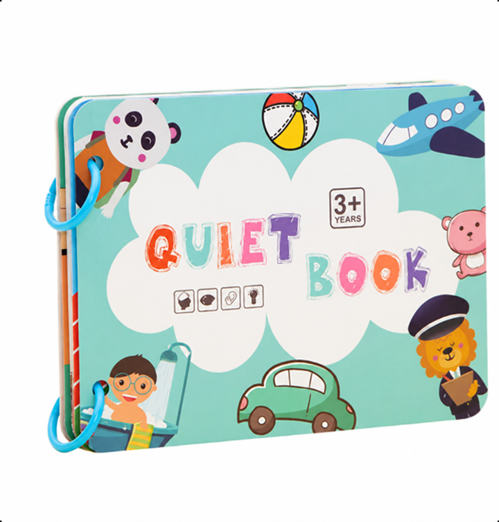 Skills for Everyday Life quiet book with an illustrated turquoise cover and blue binding rings
