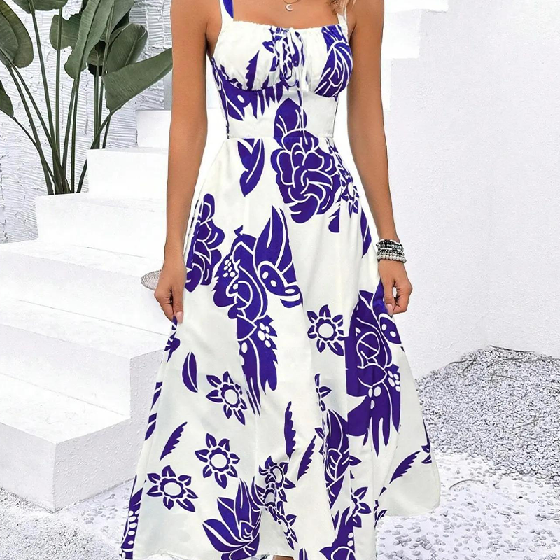 Faye Floral A Line Dress Adjustable Straps Product Image 03