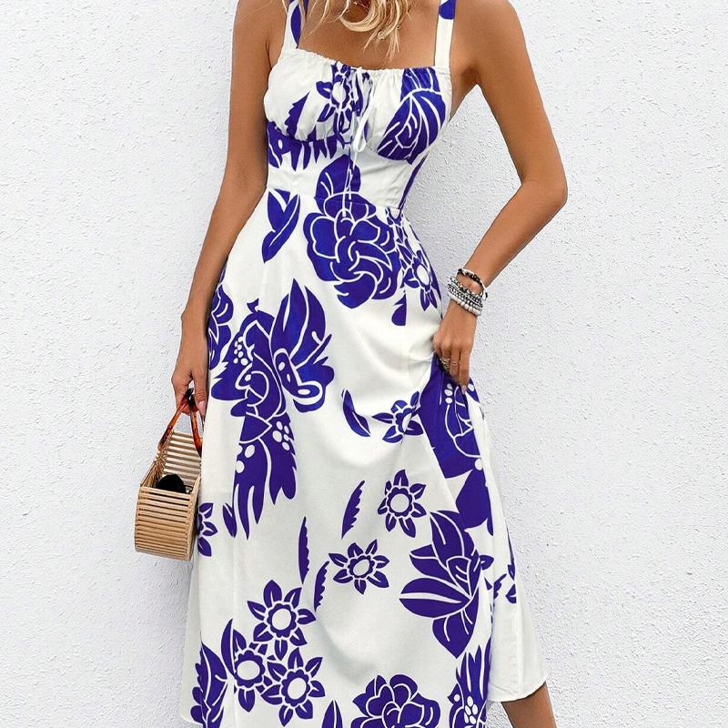 Faye Floral A Line Dress Adjustable Straps Product Image 06
